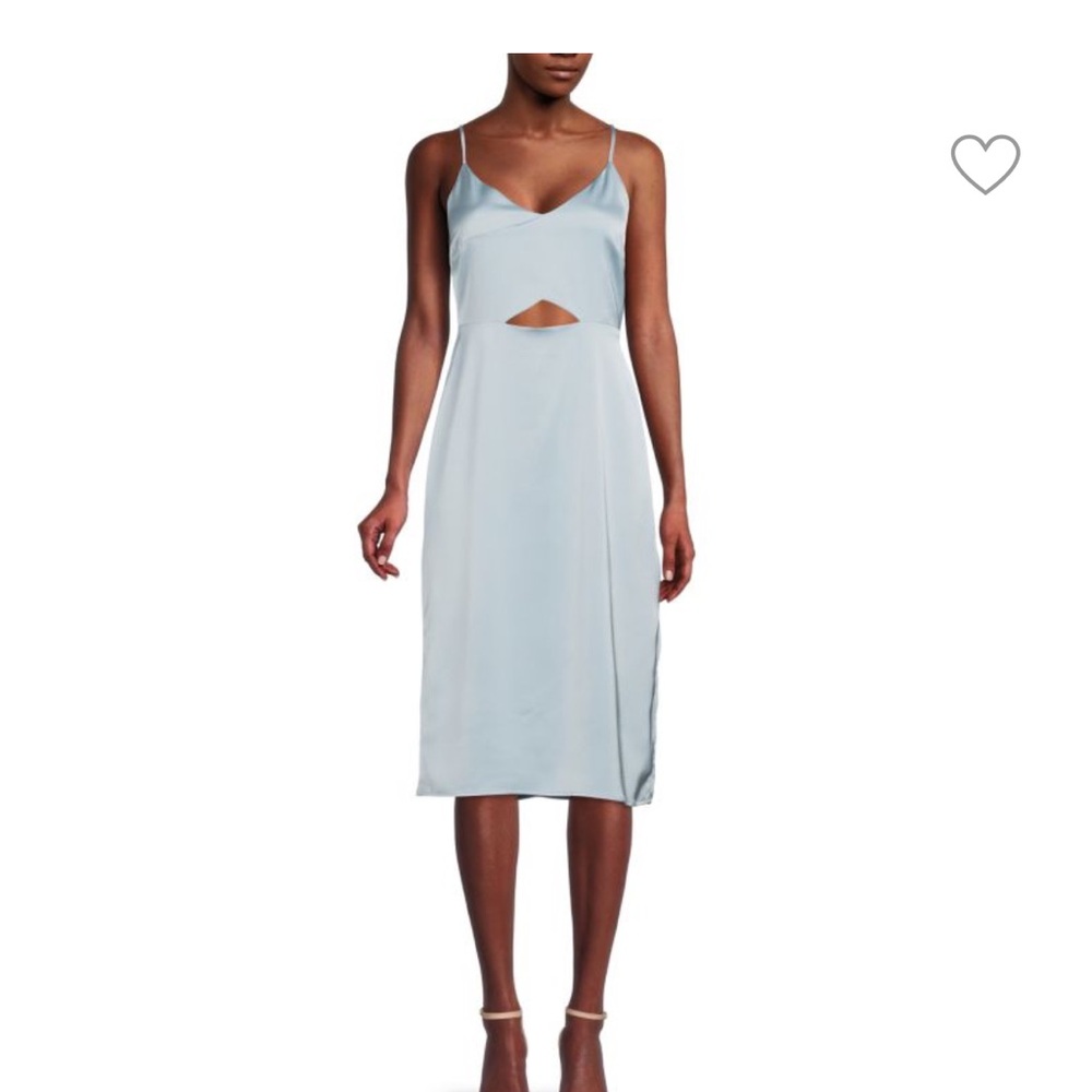 Sam Edelman Sleeveless Sweetheart Cutout Satin Slip Dress Steel Blue 6 NWT